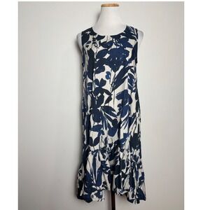 Bryn Walker Cotton Floral Midi Dress XS High Low Ruffle Coastal Lagenlook
